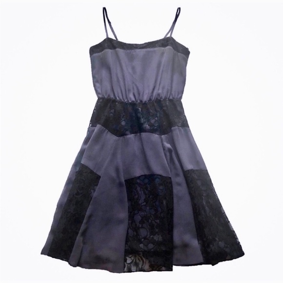 BCBG Generation Black Gray Spaghetti Strap A-line Lace Women’s Dress - Picture 2 of 9